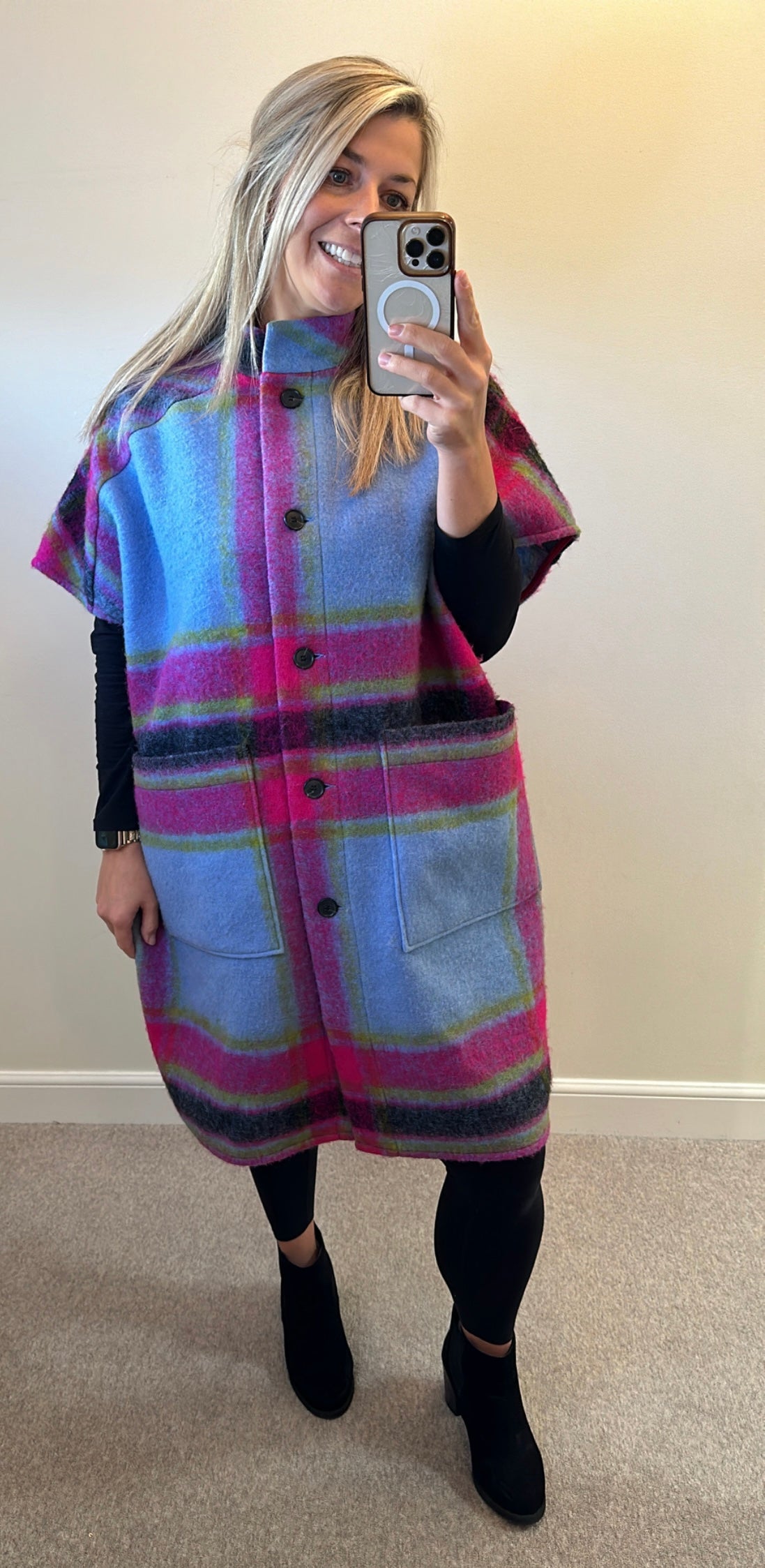 Beautiful tartan wool poncho / jacket worn once