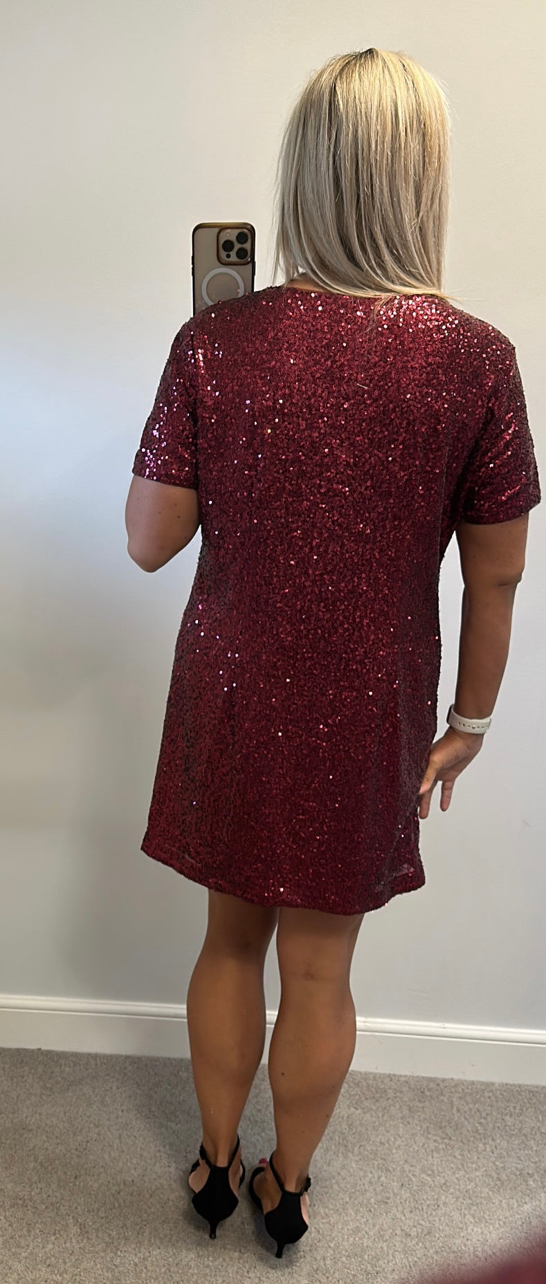 New look burgundy sequin dress size 16