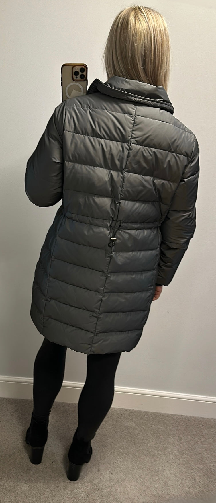 Peruna slate grey jacket size L would fit upto size 16 (no detachable hood)