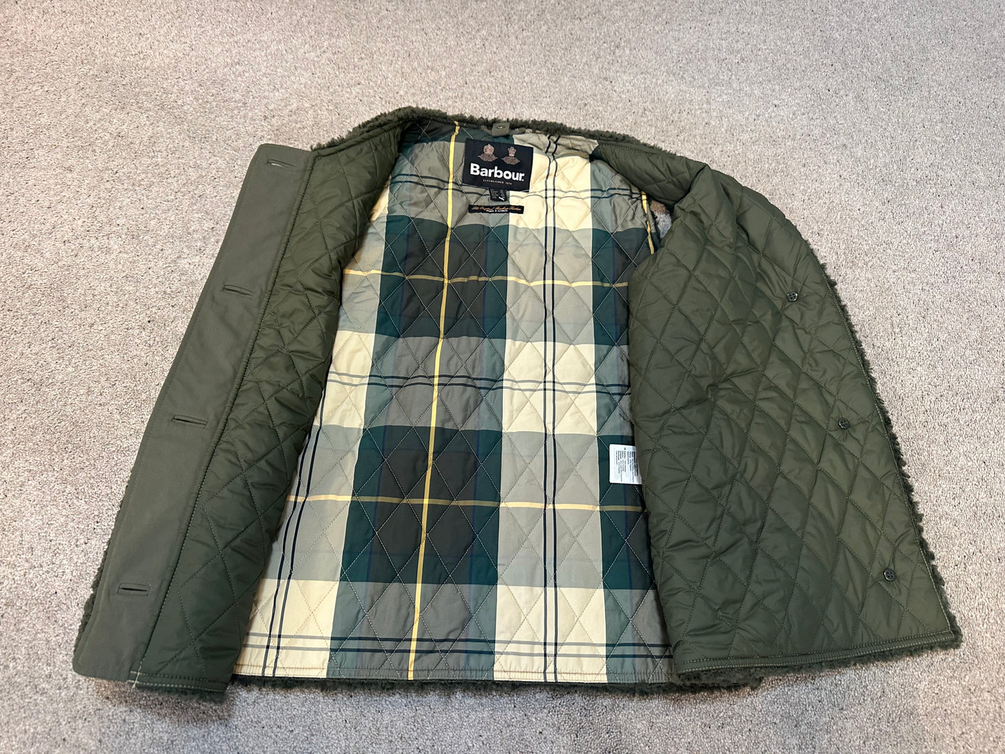 Barbour Kintra Borg olive green gilet size 16