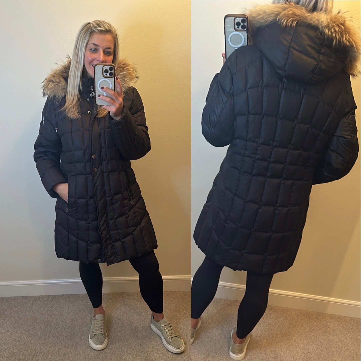 Normann square down feather quilted jacket size 18
