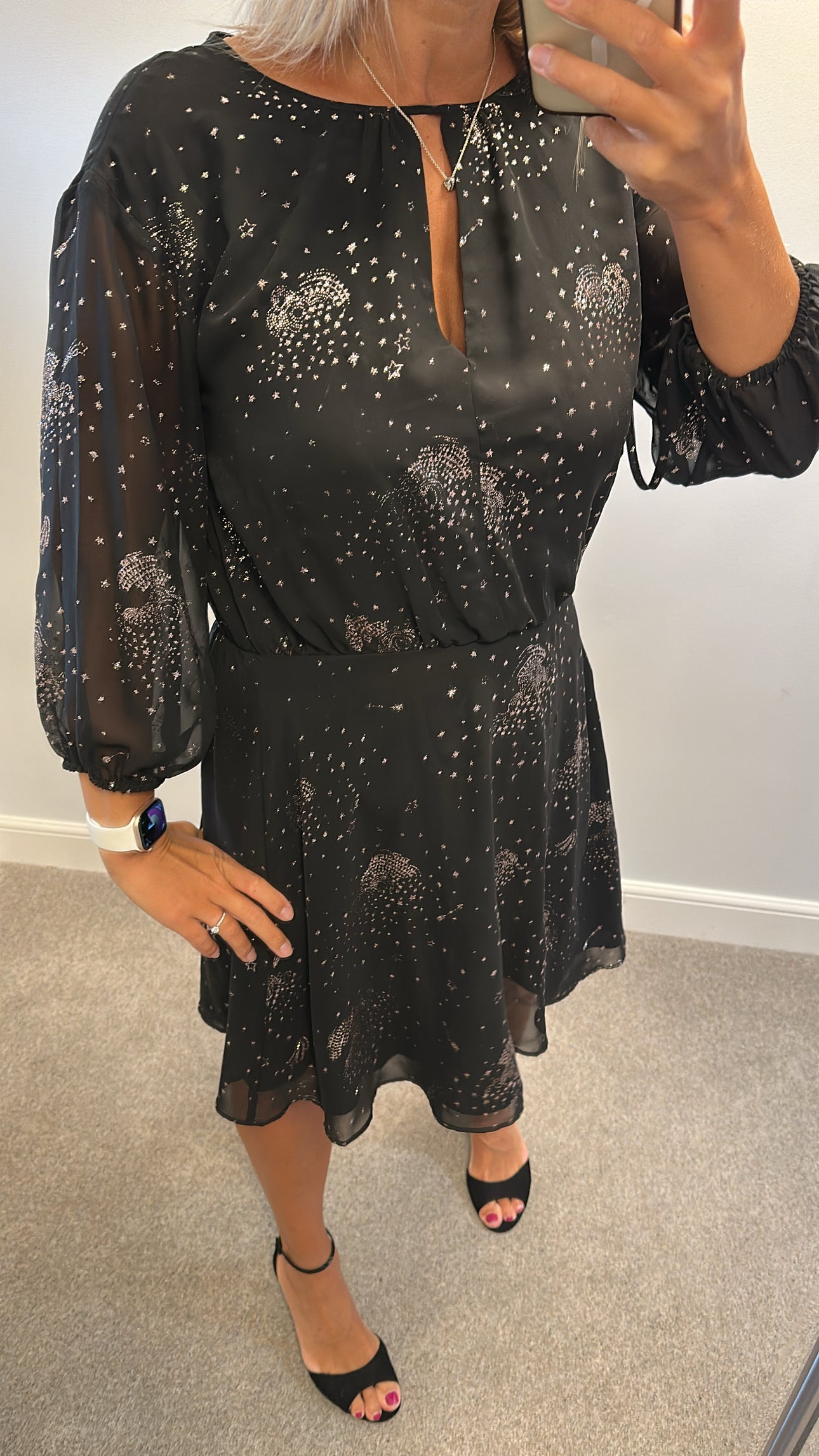 Warehouse black silver shimmer dress size 12