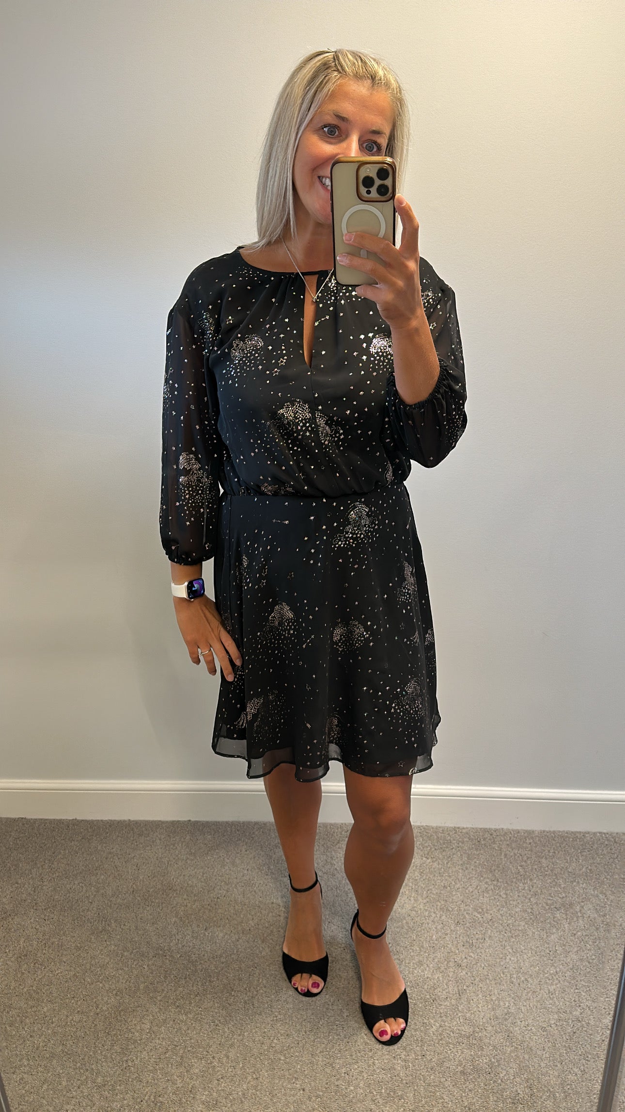 Warehouse black silver shimmer dress size 12