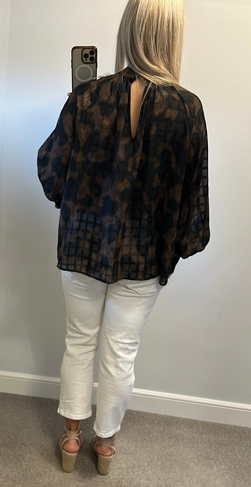 Next Brown print sheer top size 18