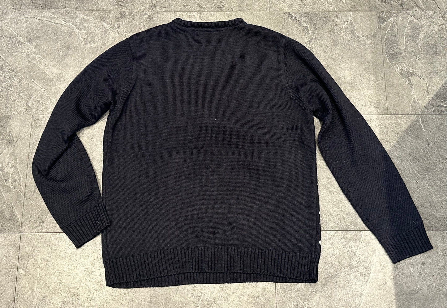 Unisex navy knitted snowman Christmas jumper size XL