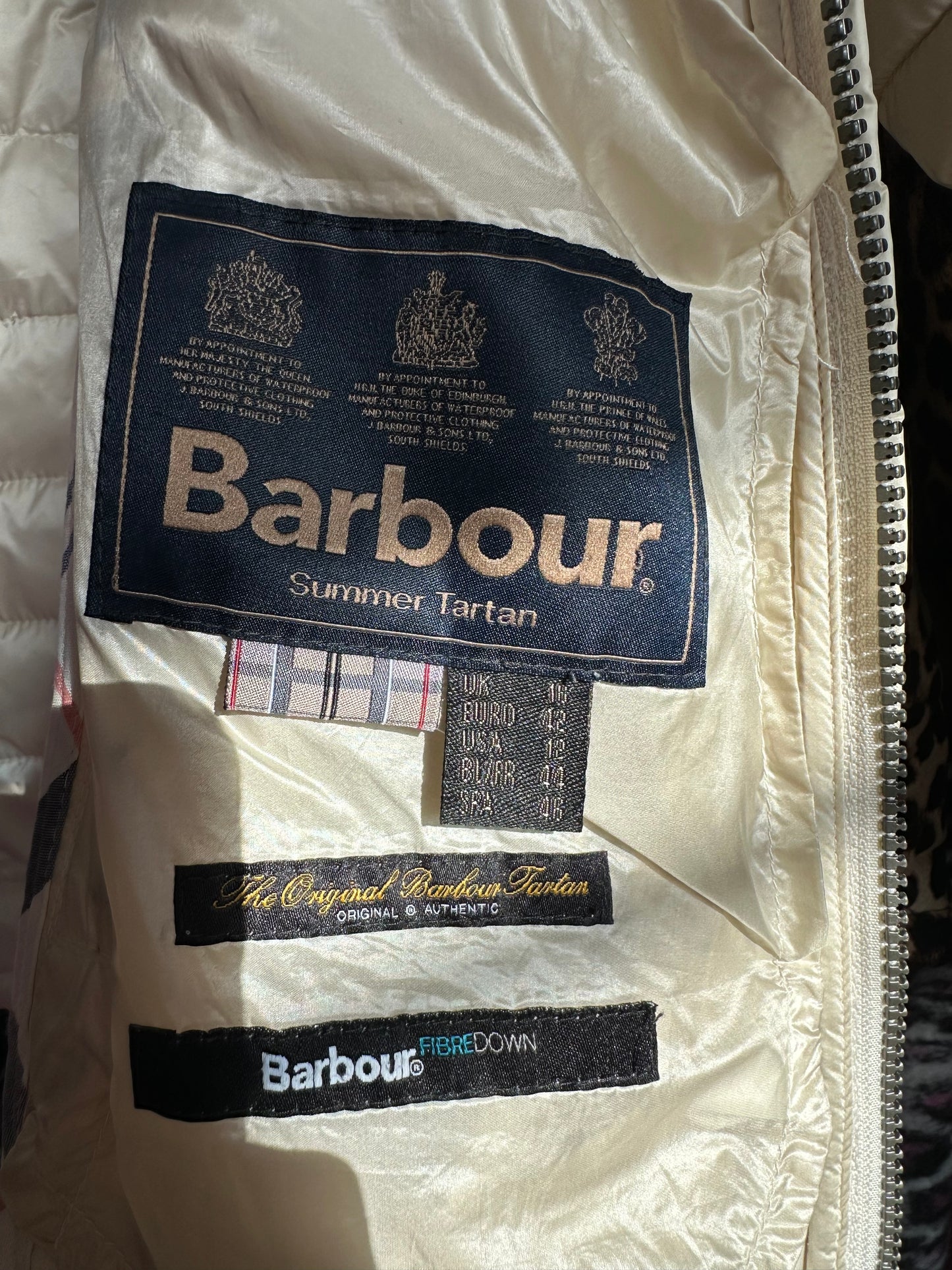 Barbour cream fibredown jacket size 16