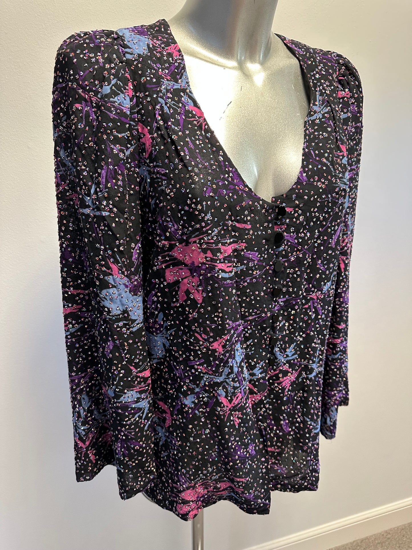 Caroline Charles black embellished top size 12