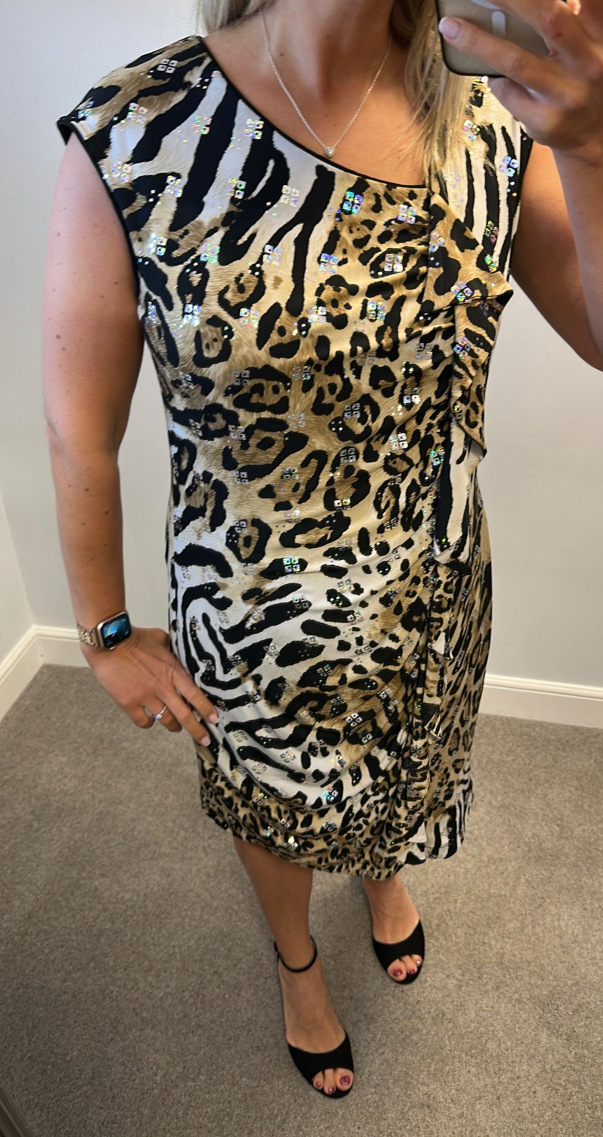 Frank Lyman animal print sequin dress size 18