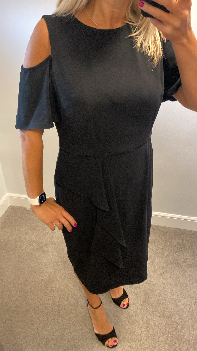 Coast black ruffle dress size 18