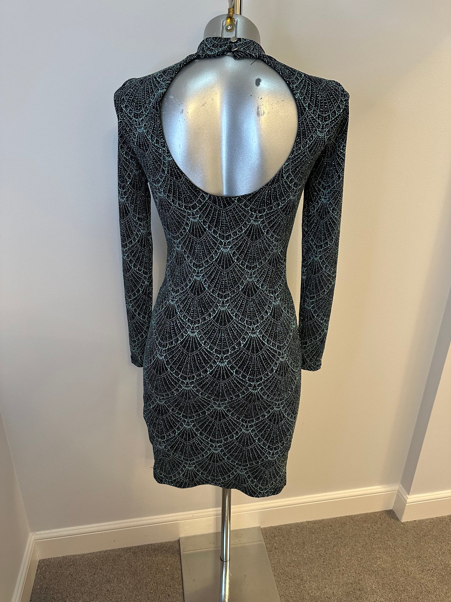 River island black and turquoise/ green shimmer dress size 10