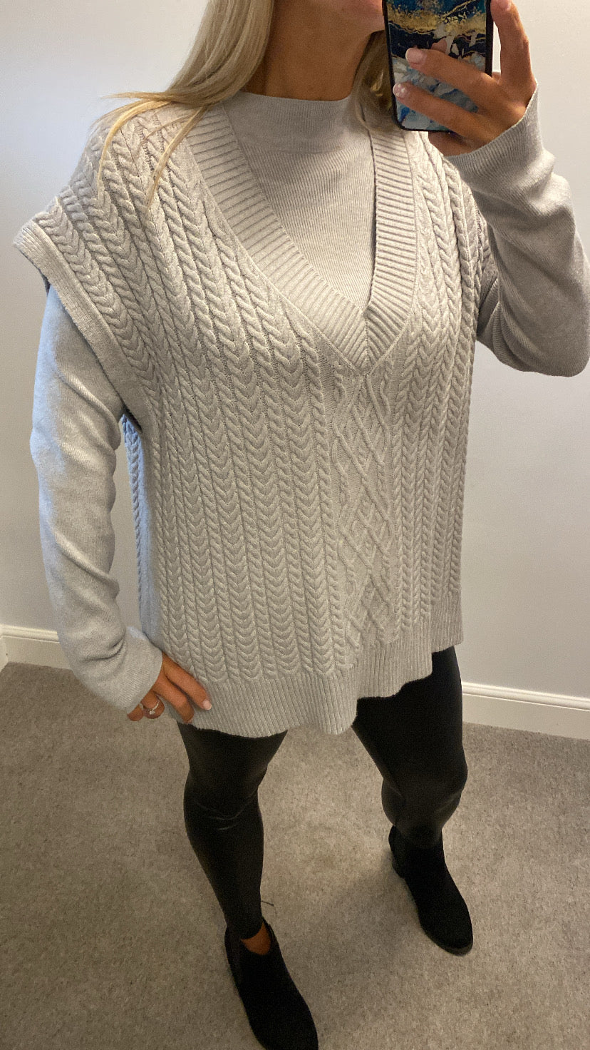 Next grey 2 piece knit top size L fitting upto size 18
