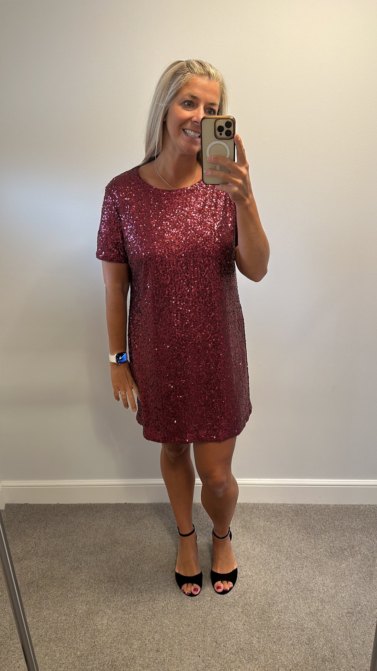 New look burgundy sequin dress size 16