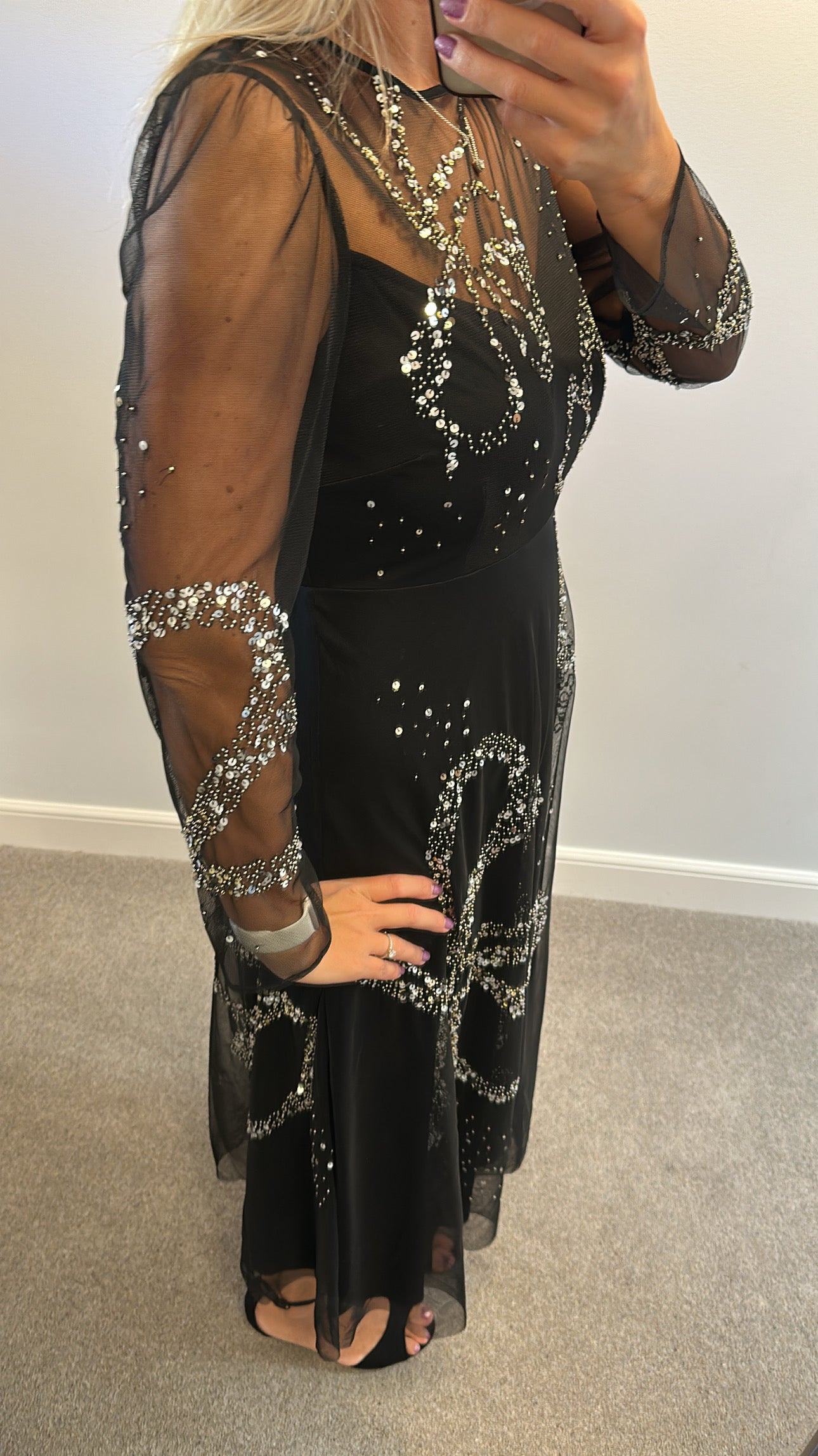 Monsoon black embellished dress size 12