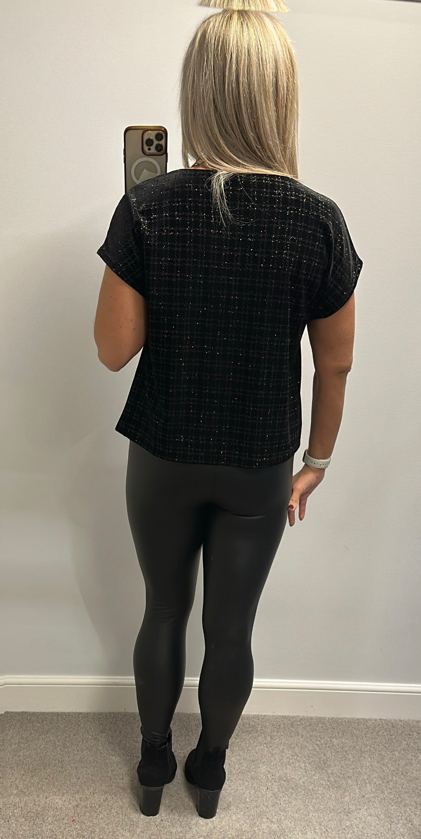 Next black velvet shimmer top size 16 petite