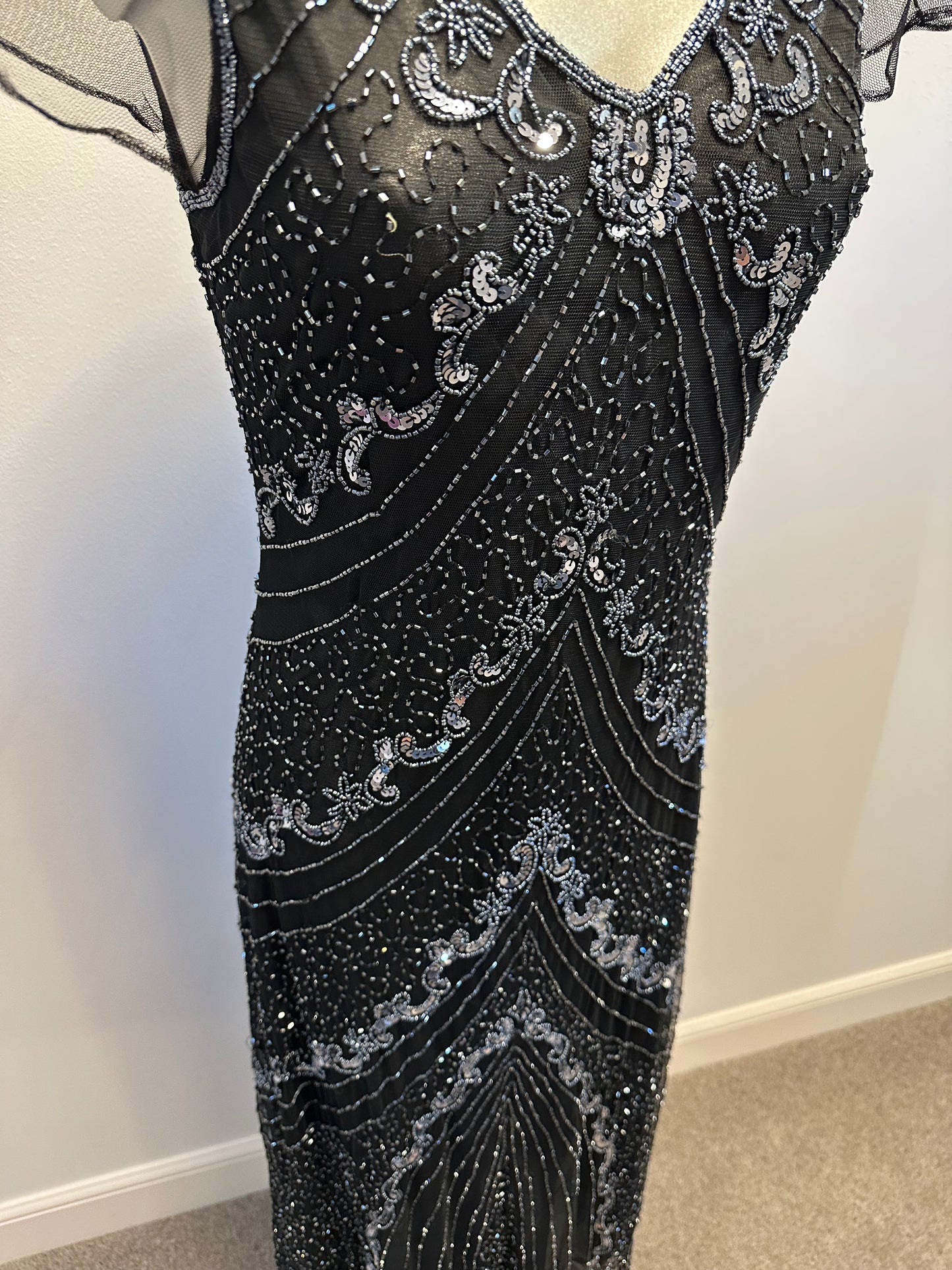 Tommy & Kate black vintage embellished dress size S would fit upto a small size 12