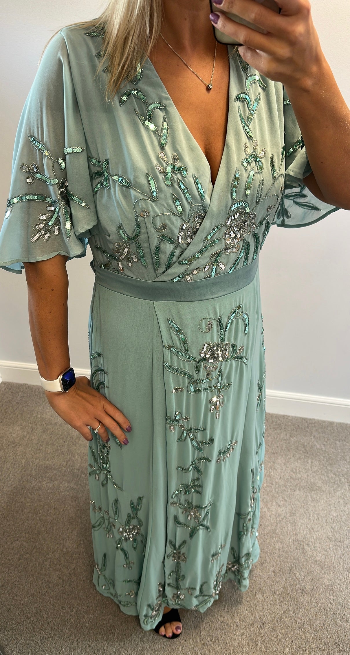 Joanna Hope Mint green sequin dress size 12
