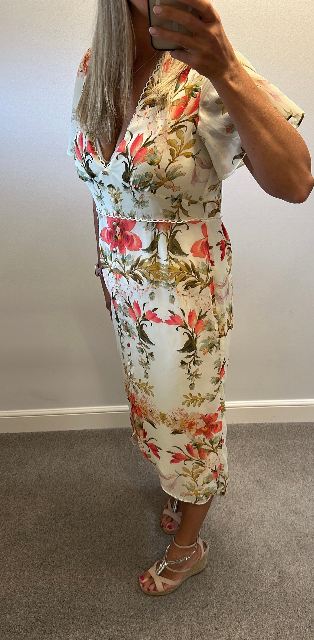 Hope & ivy cream floral dress size 12