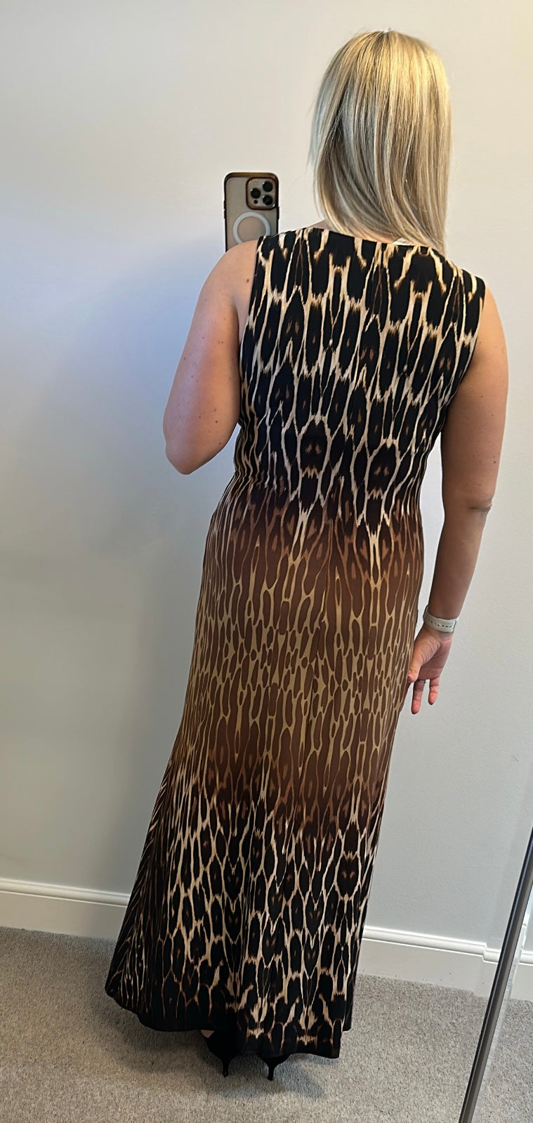 Sandra Darren animal print maxi dress size 14