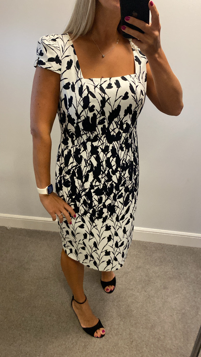Michaela Louise white and black floral dress size 16