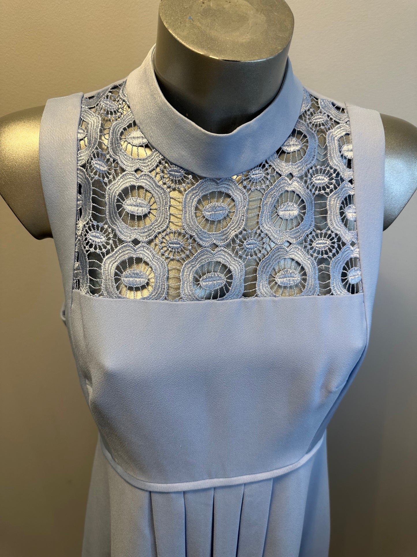 Ted Baker baby blue embroidered dress size 3 (uk 12)