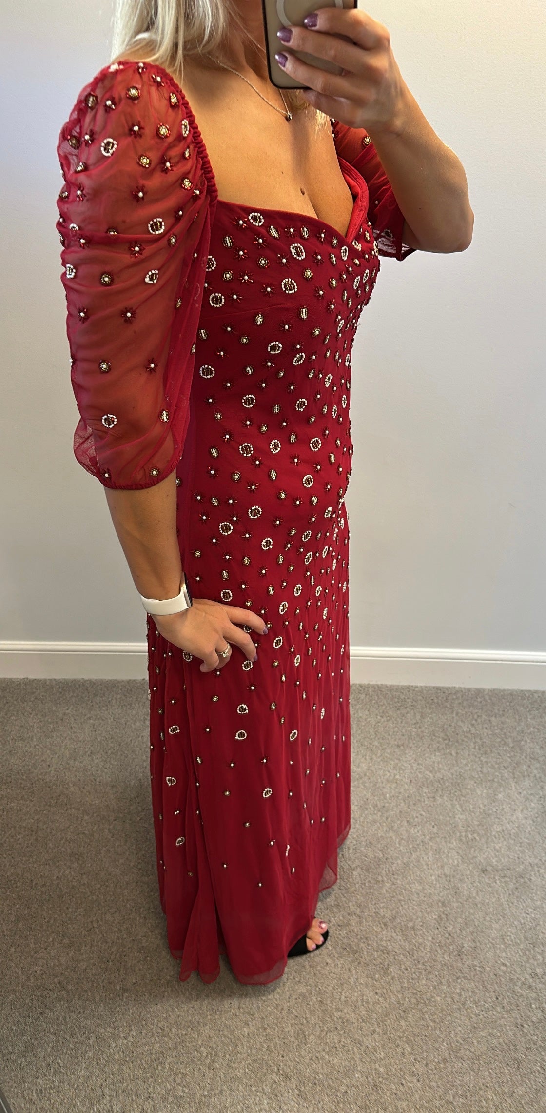 Raishma dark red embellished dress size 12