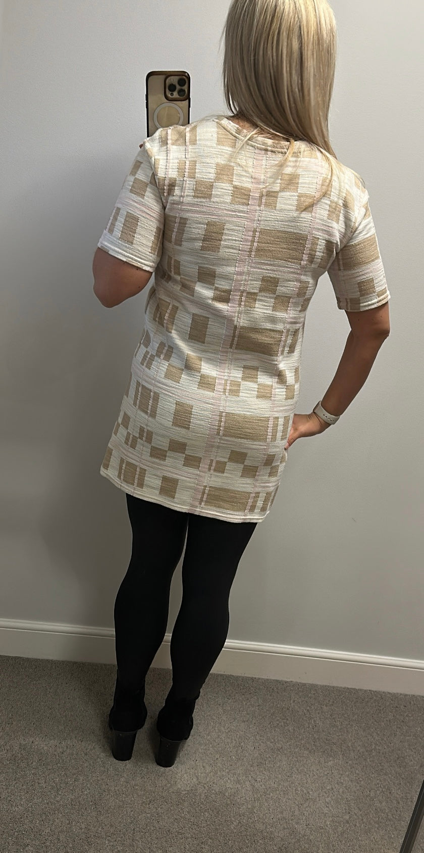 River island cream beige and pink print dress / top size 12