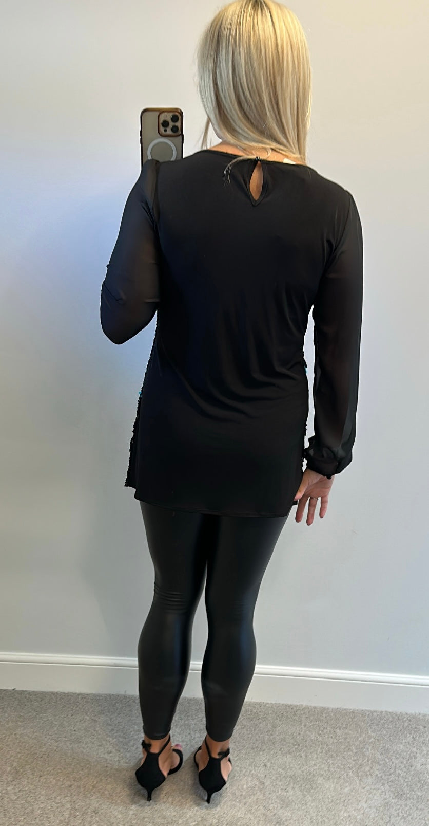 M&Co black and blue sequin top size 12