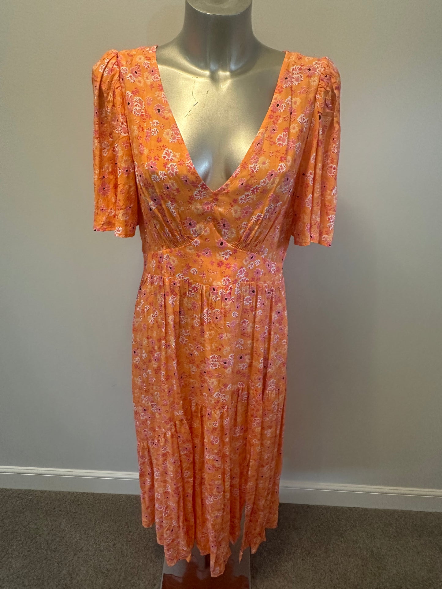 Oliver Bonas orange floral dress size 10