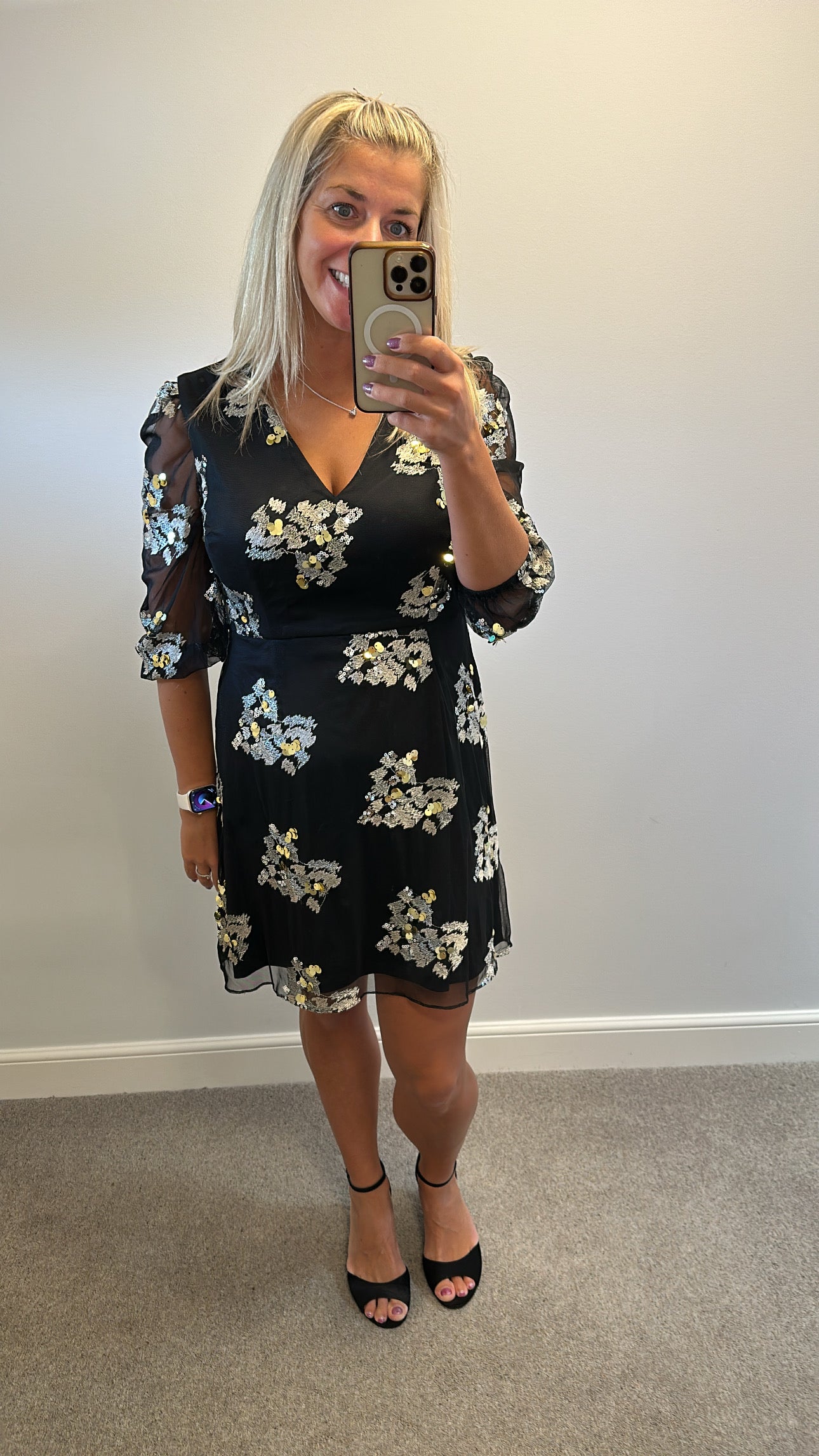 Monsoon black embellished dress size 12