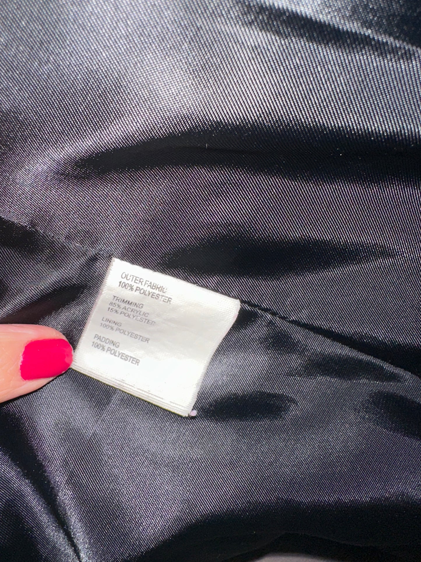 Frandsen black long jacket with removable faux fur collar would fit upto size 14