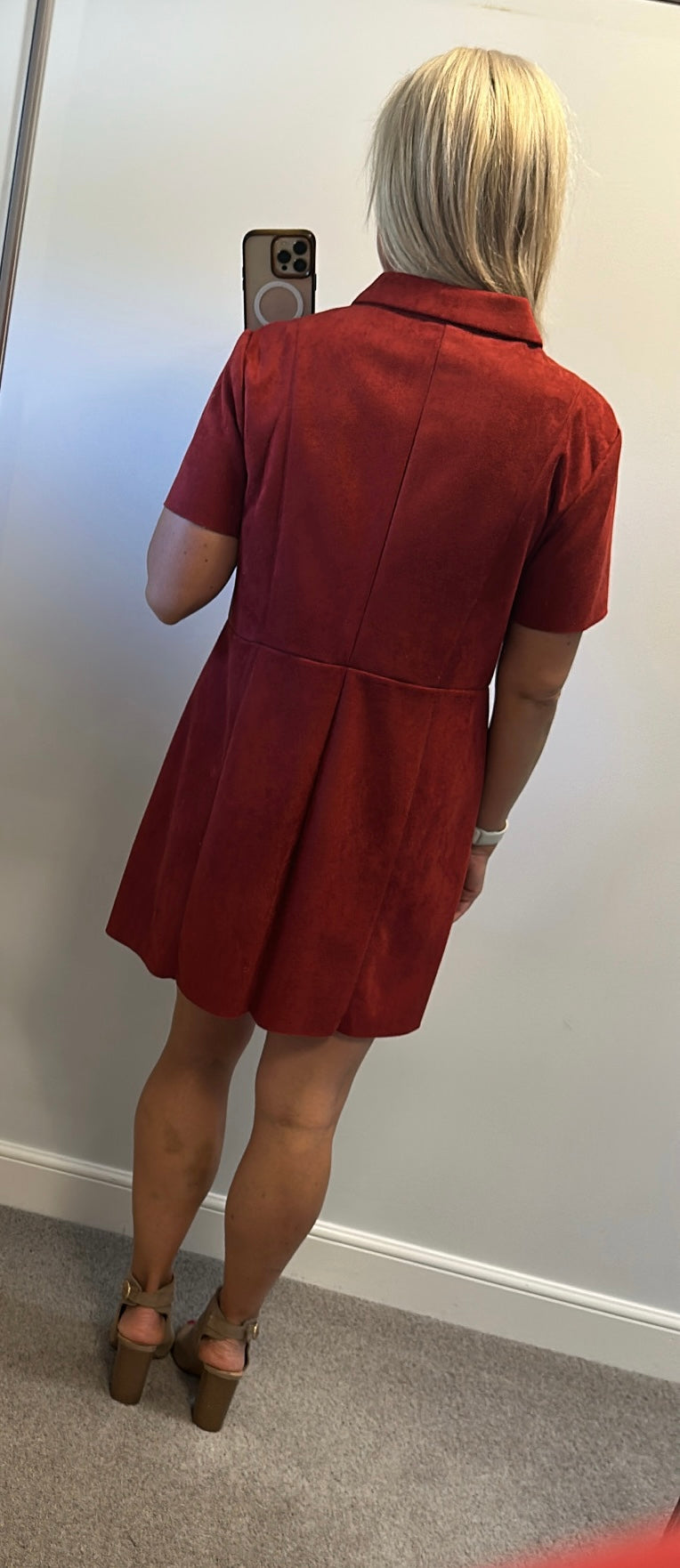 Zara burgundy suede style dress would fit upto size 14