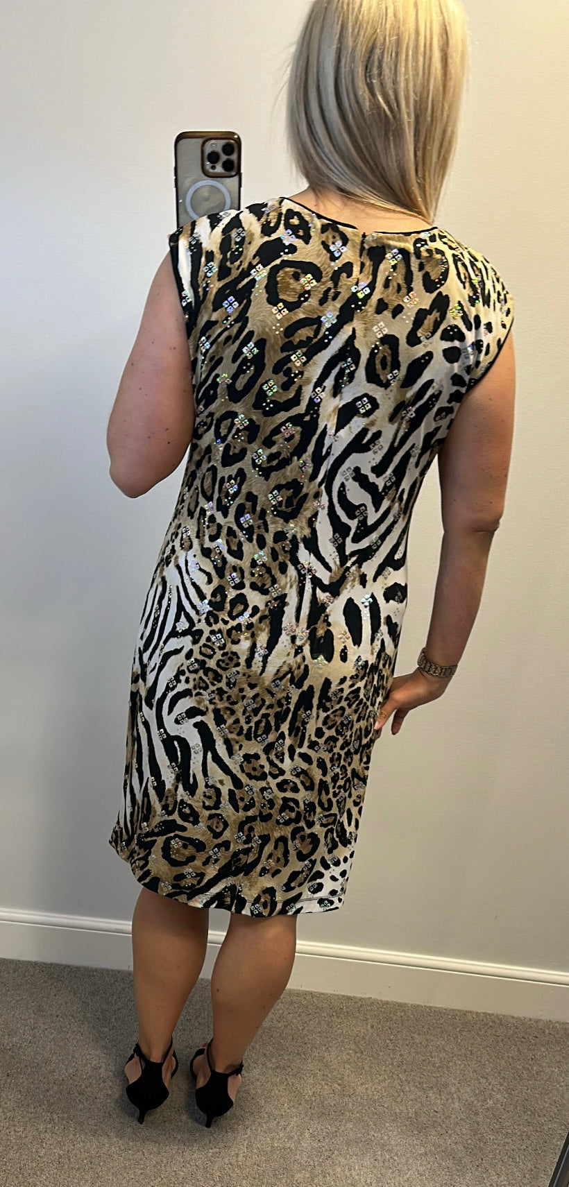 Frank Lyman animal print sequin dress size 18