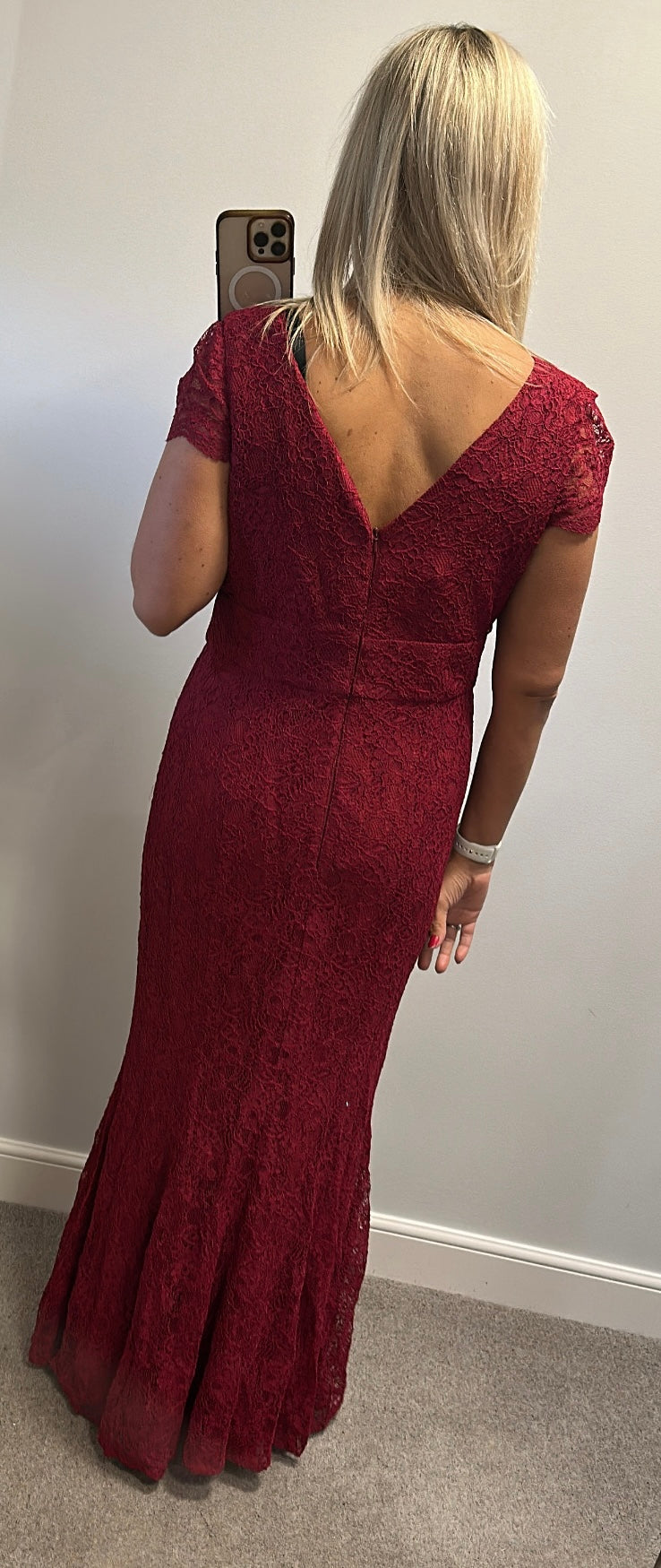Ariella deep red lace evening dress size 18