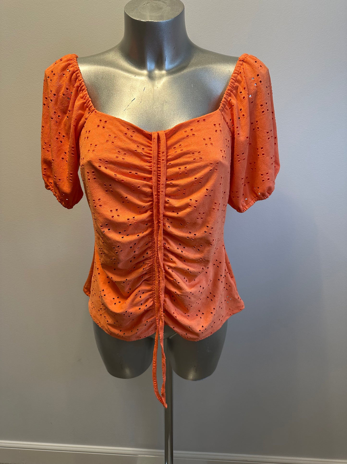 Monsoon orange embroidered off shoulder top size M would fit upto size 12