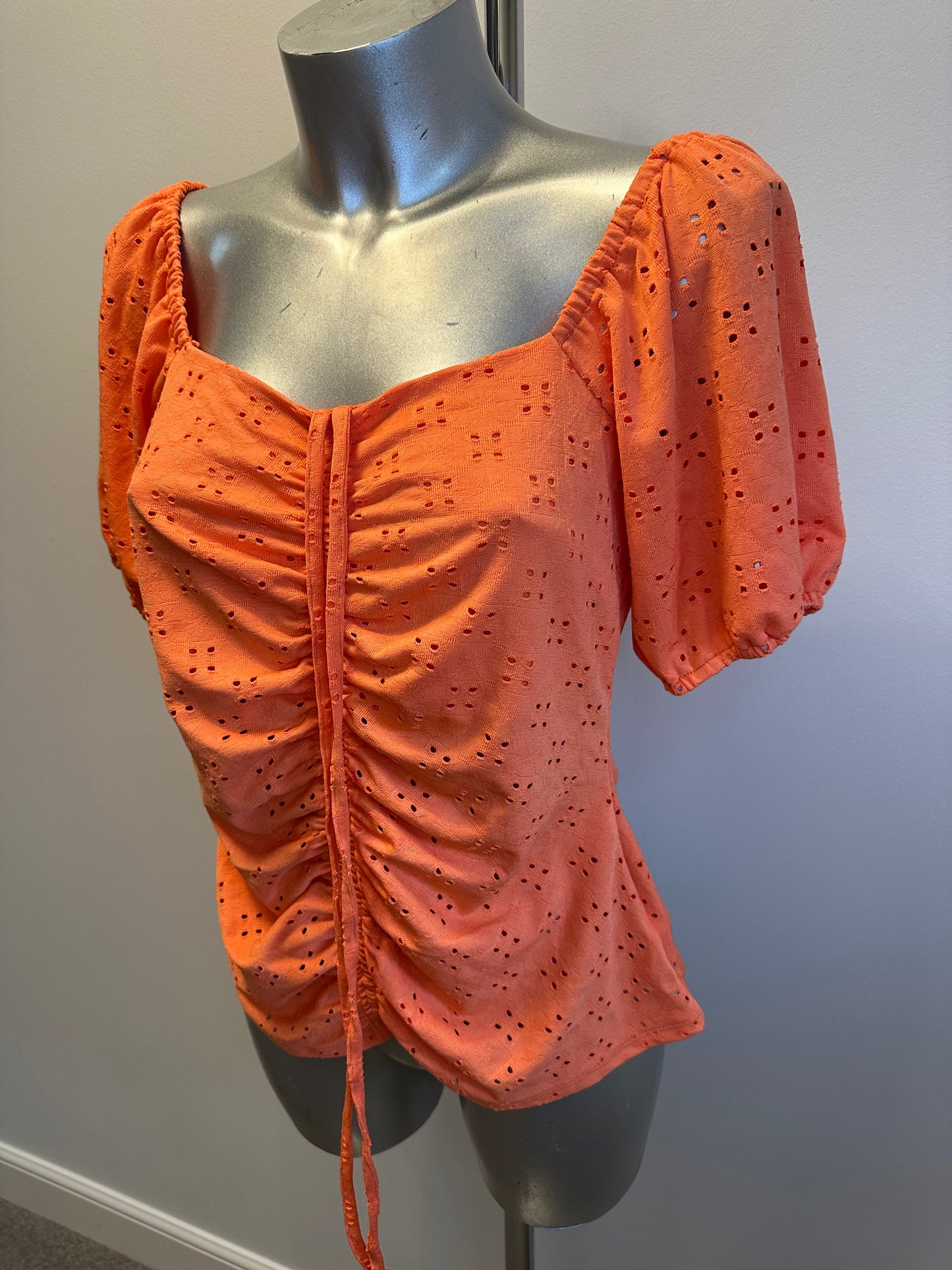 Monsoon orange embroidered off shoulder top size M would fit upto size 12