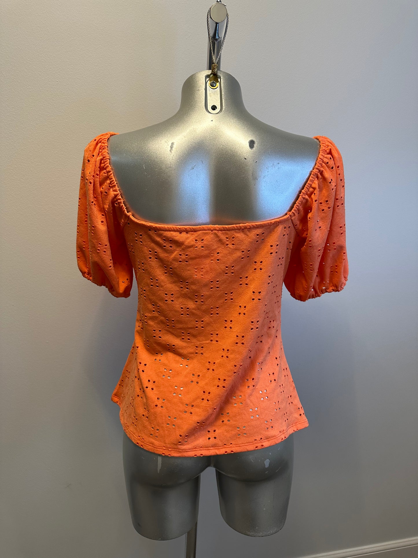 Monsoon orange embroidered off shoulder top size M would fit upto size 12