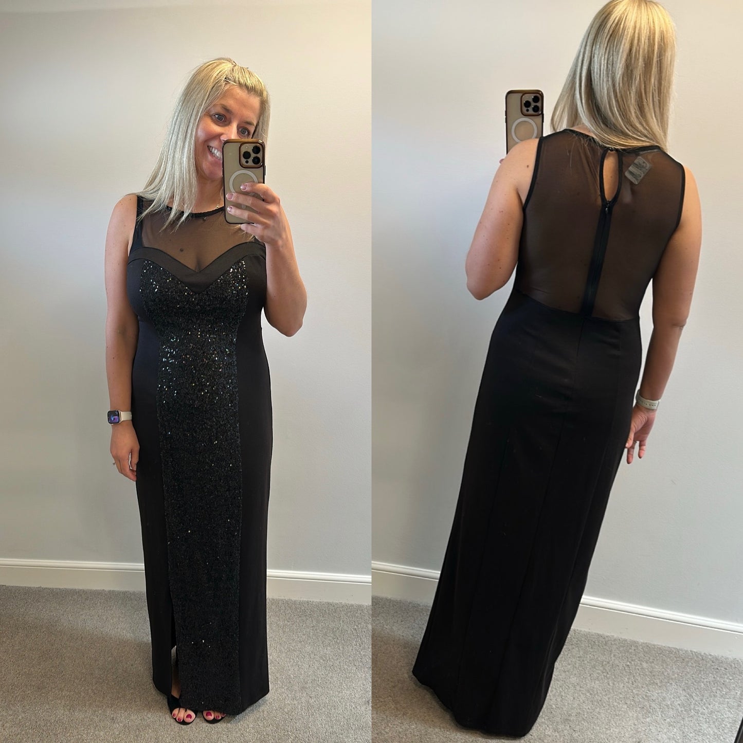Love label black sequin evening dress size 16