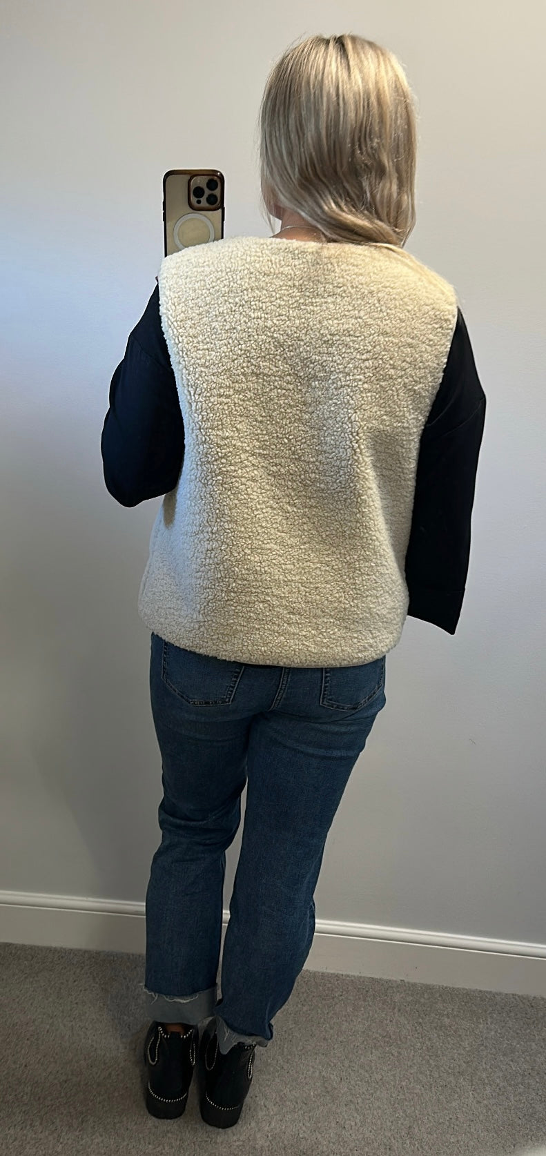 M&S cream Teddy Borg fleece gilet size 12