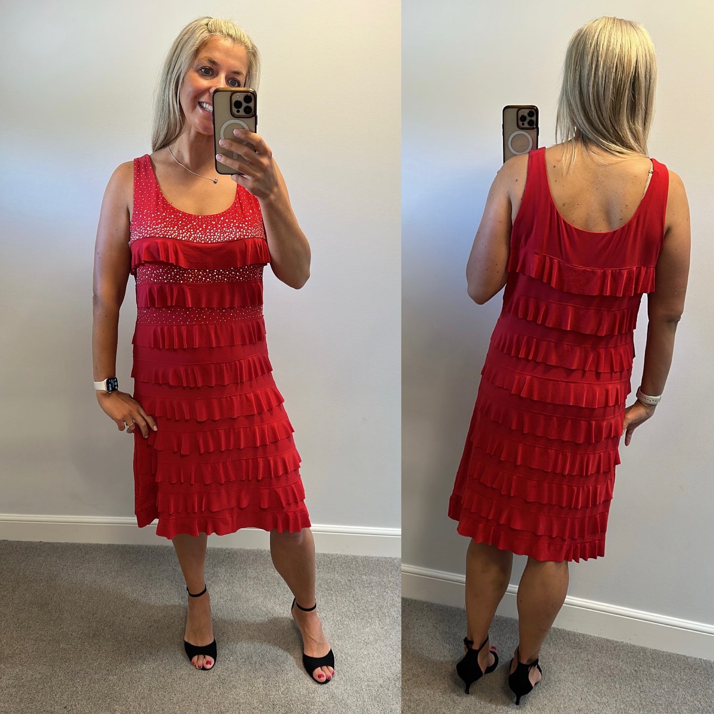 Alparadise red embellished ruffle dress size XL would fit upto size 18