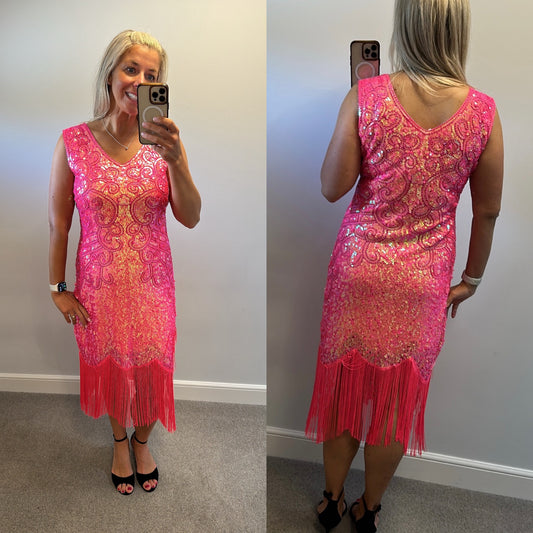 Pink sequin gatsby dress size XL fitting upto size 14