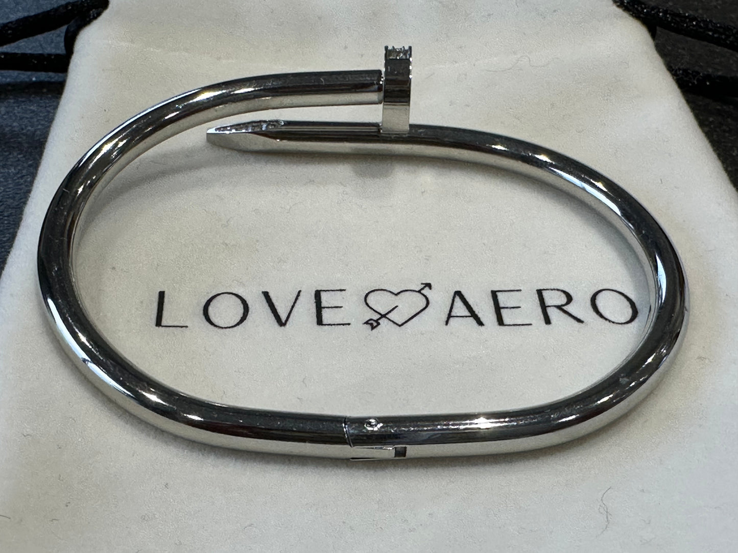 Love aero nail cuff rhinestone silver bracelet brand new without tags