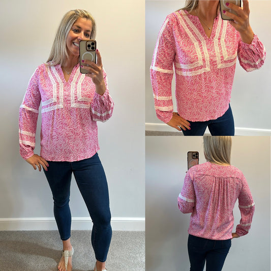 Peruna pink print top size 12