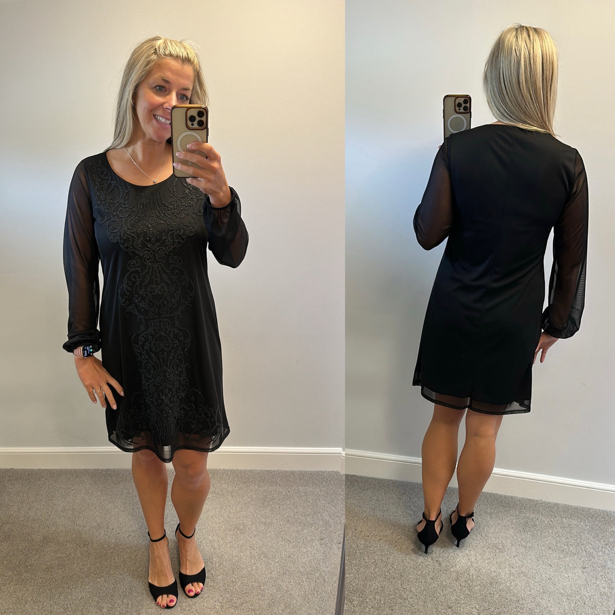 Wallis black beaded dress size 14