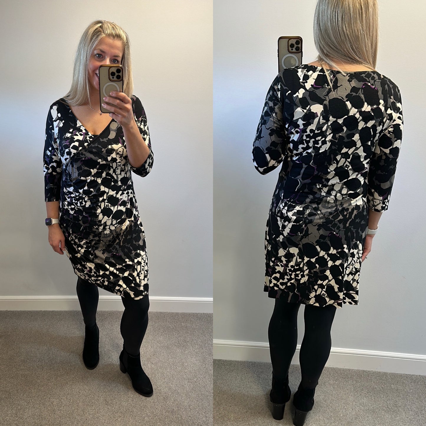 Wallis black print dress size 16