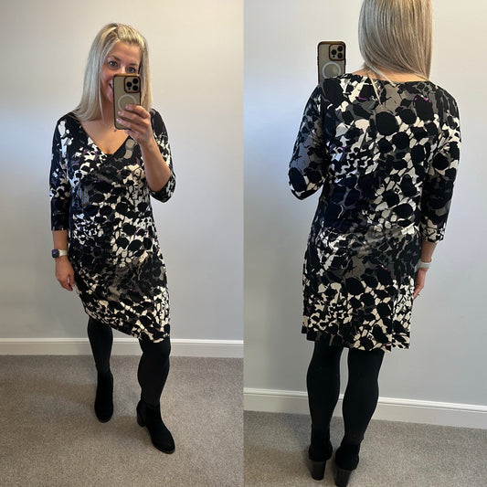 Wallis black print dress size 16