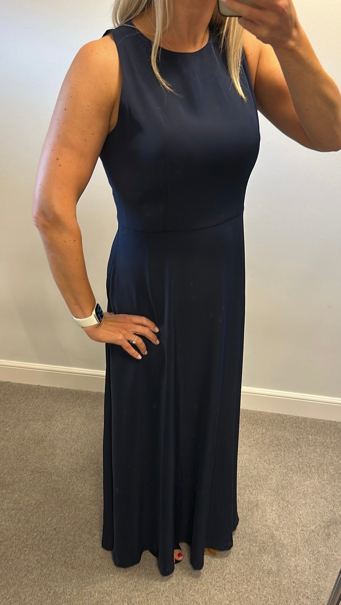 Ted Baker “Madison” navy dress with pleated panel size 14