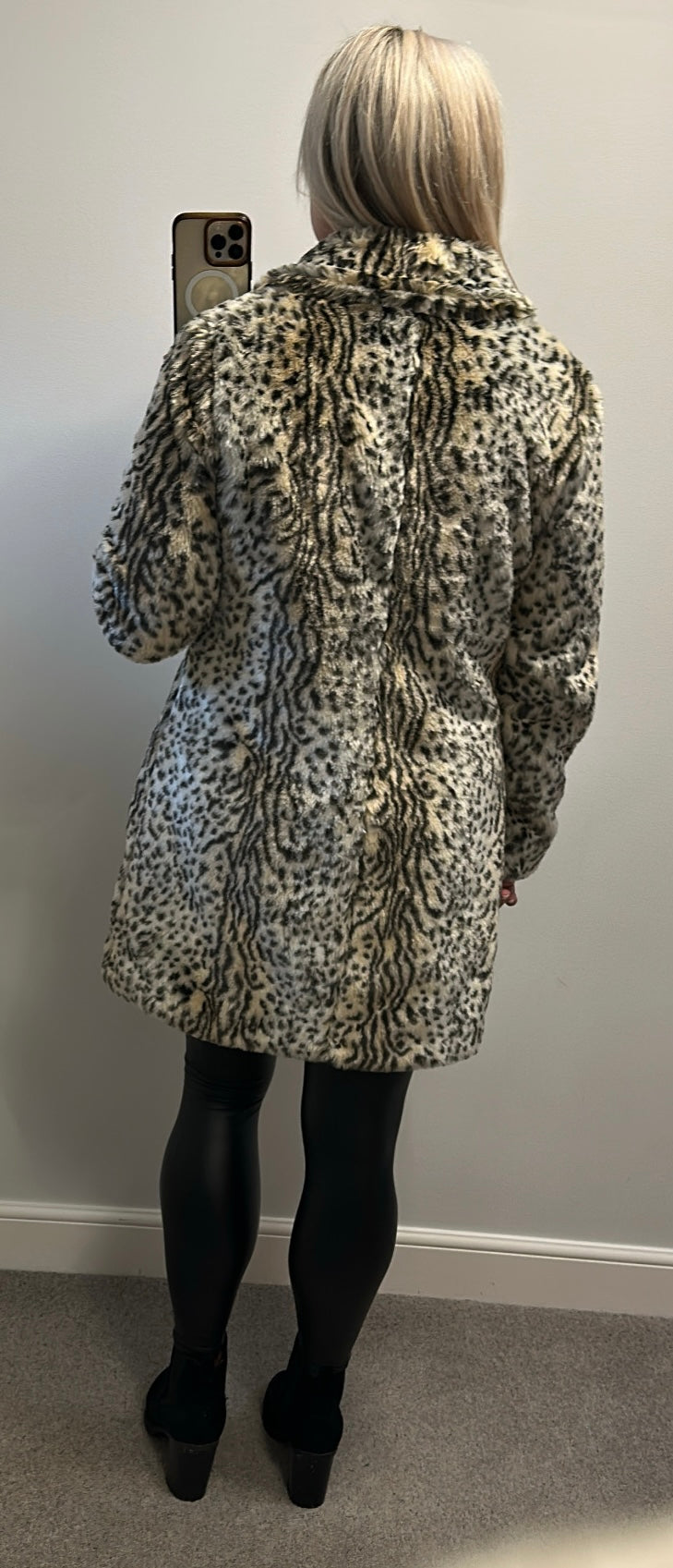 New Look faux fur animal print jacket size 12