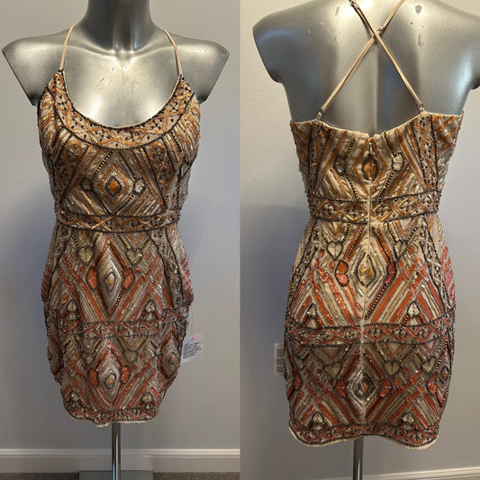 ASOS gold embellished dress size 10