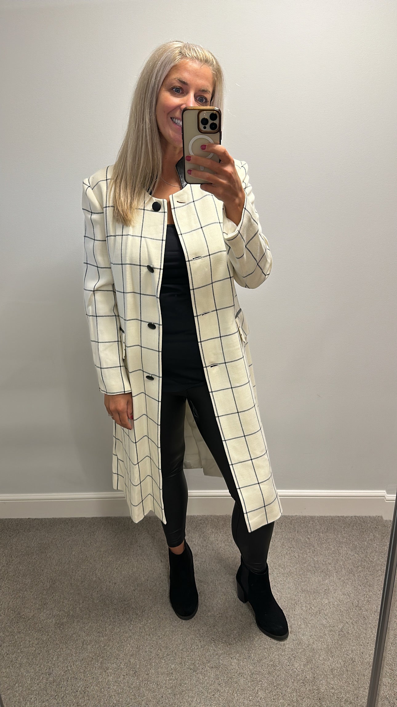 Michael Ambers wool check coat size 12
