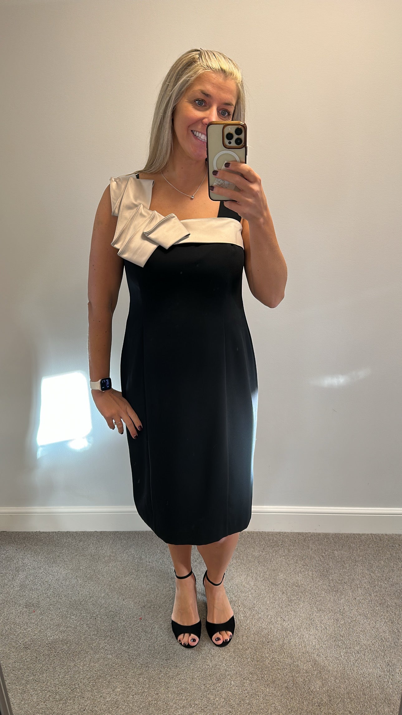 Planet black and gold trim dress size 16